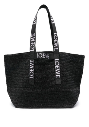 LOEWE Fold Shopper raffia tote bag - Black