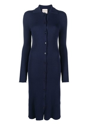 Semicouture button-front ribbed knitted dress - Blue