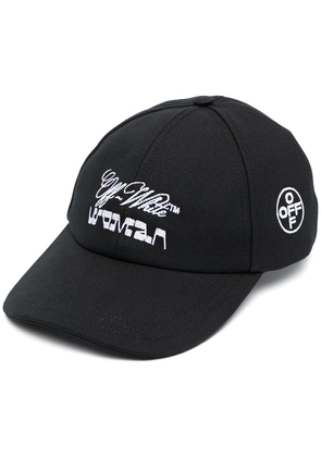 Off-White logo-embroidered canvas baseball cap - Black
