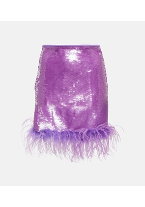 Giuseppe di Morabito Feather-trimmed sequined miniskirt