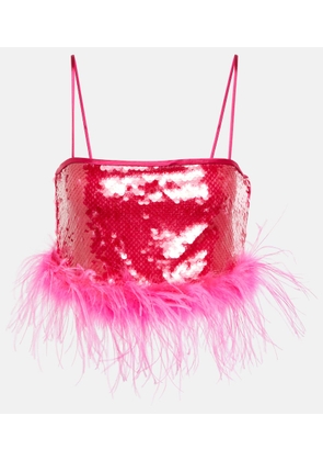 Giuseppe di Morabito Sequined feather-trimmed crop top