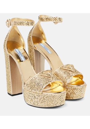 Prada Embellished satin platform sandals