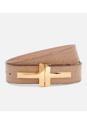 Tom Ford Double T croc-effect leather belt