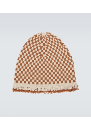 Bode Fringe-trimmed checked wool beanie