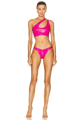THE ATTICO Wet Bikini Set in Fuchsia - Fuchsia. Size XS (also in ).