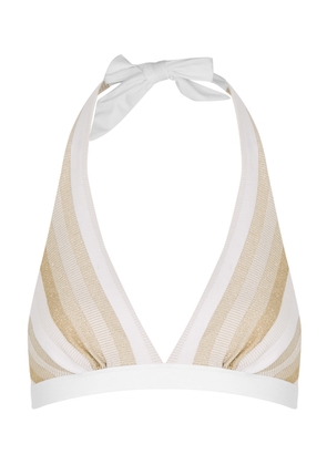 Max Mara Beachwear Alisee Metallic Striped Bikini top - White - XL