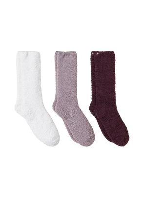 Barefoot Dreams CozyChic 3 Pair Sock Set In Fig Multi in Purple.