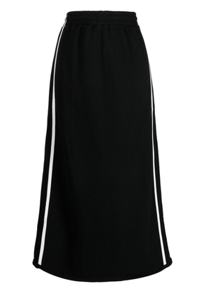 tout a coup stripe-detail cotton midi skirt - Black