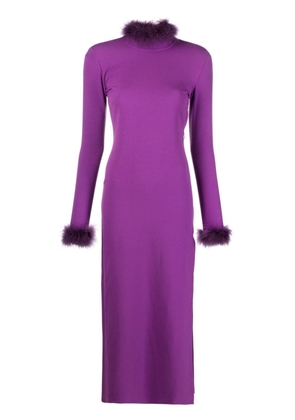 Amen feather-trimmed maxi dress - Purple