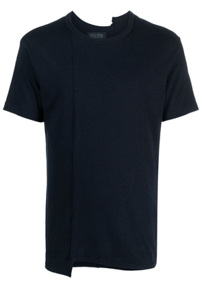 Yohji Yamamoto asymmetric short-sleeve cotton T-shirt - Blue