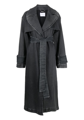 Blumarine tied-waist denim trench coat - Black