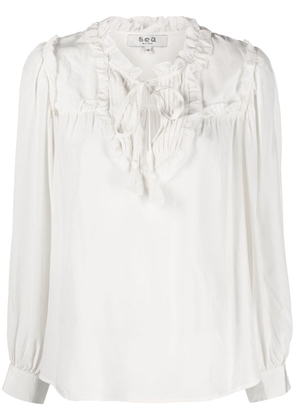 Sea Soraya ruffled-trim silk blouse - Neutrals