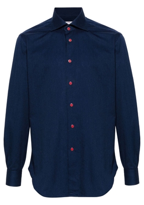 Kiton cutaway-collar cotton shirt - Blue