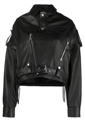 Manokhi detachable-sleeve leather jacket - Black