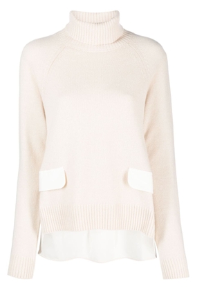 Semicouture panelled roll-neck jumper - Neutrals