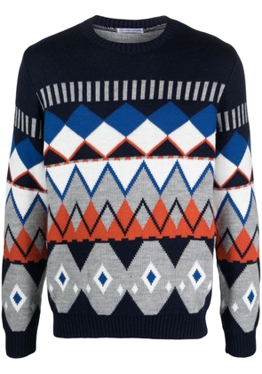 Daniele Alessandrini patterned intarsia-knit crew-neck jumper - Blue