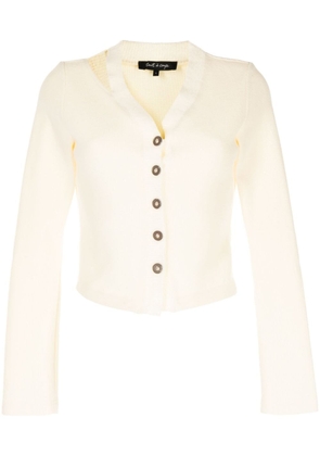 tout a coup cut-out V-neck cropped jacket - Yellow
