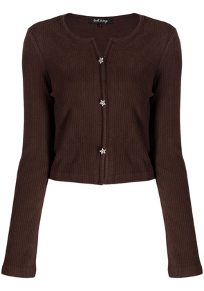 tout a coup ribbed star-stud embellished cropped jacket - Brown