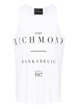 John Richmond logo-print ribbed top - White