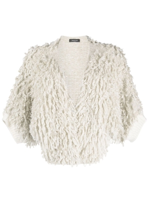 Fabiana Filippi glitter-detail faux-fur knitted top - White