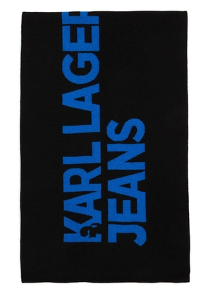 Karl Lagerfeld Jeans logo-embroidered knitted scarf - Black