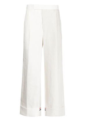 Thom Browne turn-up linen trousers - White