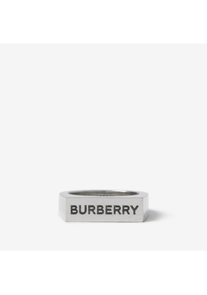 Burberry Logo Engraved Palladium-plated Signet Ring