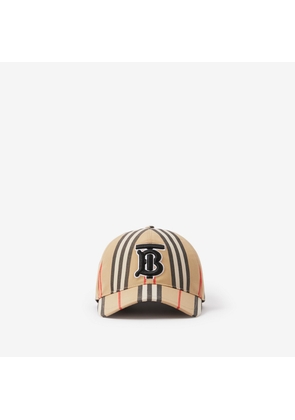 Burberry Monogram Motif Icon Stripe Cotton Baseball Cap, Beige