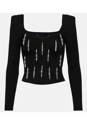Costarellos Lamarr embellished ribbed-knit top
