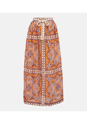 Zimmermann Halcyon printed linen maxi skirt