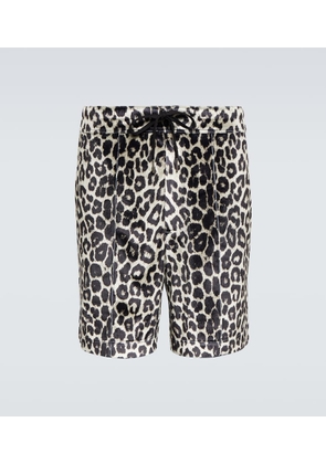 Tom Ford Leopard-print satin shorts