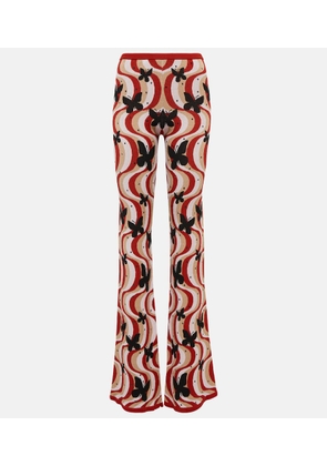 Alessandra Rich Printed high-rise flare pants