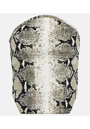 Khaite Snake-print strapless top
