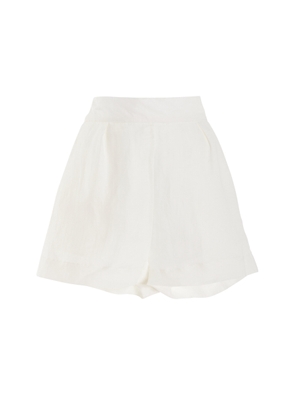 Anemos - The High-Waisted Linen-Blend Short Shorts - White - L - Moda Operandi