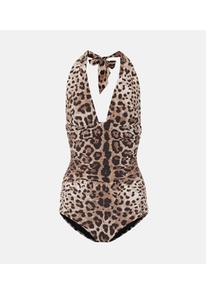 Dolce&Gabbana Leopard-printed one-piece swimsuit