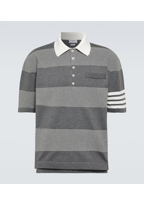 Thom Browne 4-Bar striped cotton polo shirt