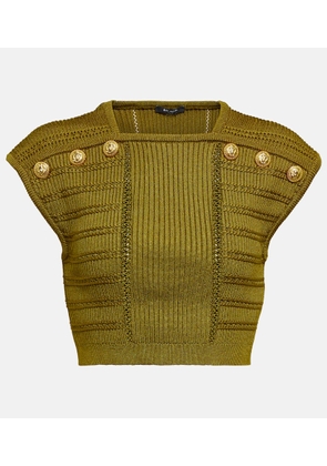 Balmain Embellished knit crop top
