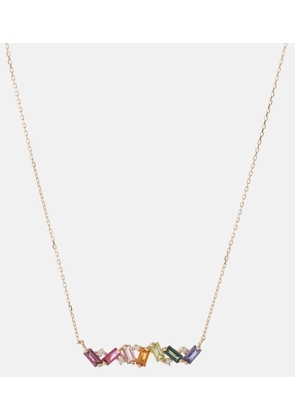 Suzanne Kalan Frenesia Rainbow Bar 14kt gold necklace