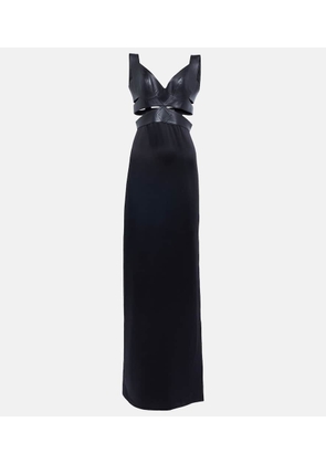 Alaïa Leather-trimmed cutout gown