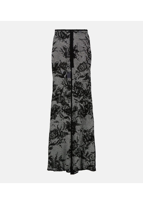 Alaïa Floral mesh maxi skirt