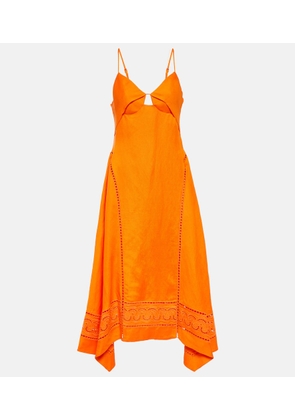Simkhai Valeria laser-cut linen-blend midi dress
