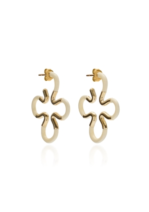 Bea Bongiasca - Floral 9K Gold; Silver; And Enamel Earrings - White - OS - Moda Operandi - Gifts For Her