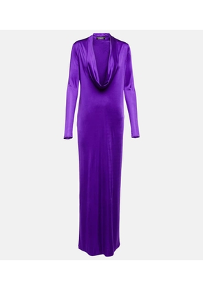 Versace Cowl-neck draped satin gown