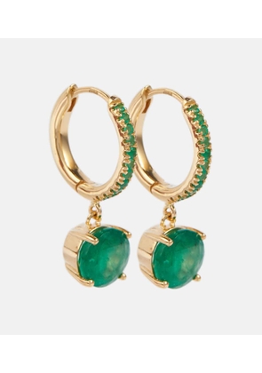 Ileana Makri Grass Seed 18kt gold hoop earrings with emeralds
