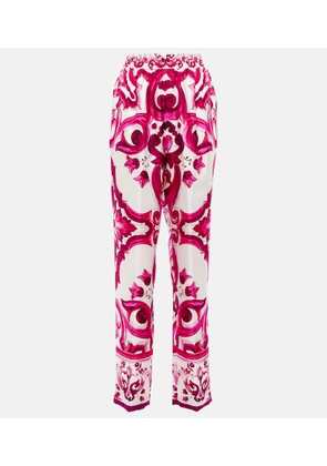 Dolce&Gabbana Printed silk twill straight pants