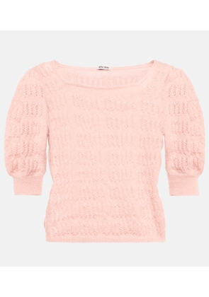 Miu Miu Pointelle knit mohair-blend top