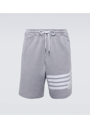 Thom Browne 4-Bar striped seersucker cotton shorts