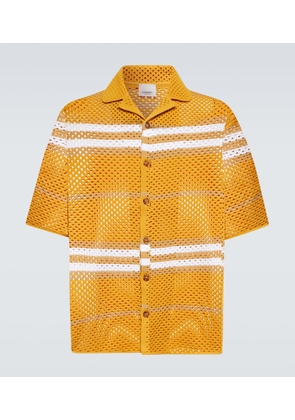Burberry Icon Stripe pointelle-knit bowling shirt