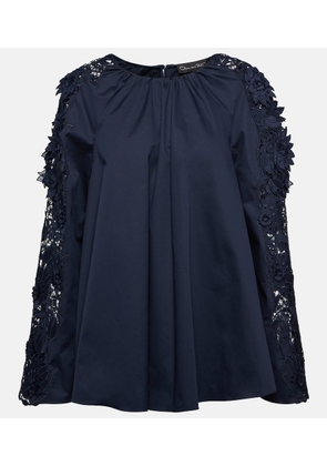 Oscar de la Renta Lace-detail cotton blouse