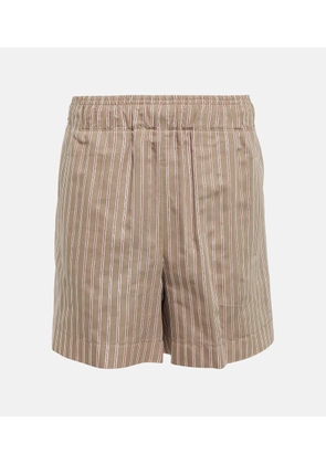 Brunello Cucinelli Striped mid-rise cotton-blend shorts